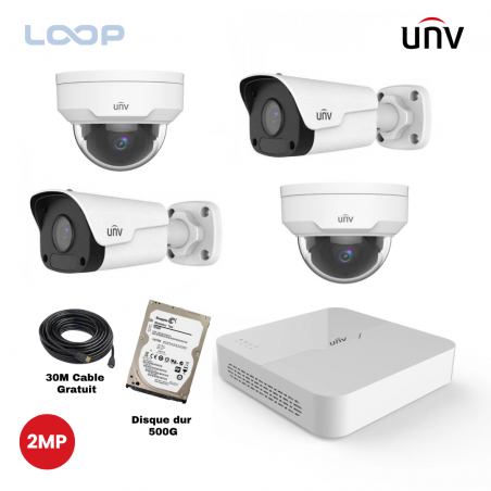 kit 4 Caméras de surveillance IP 2Mp UNV