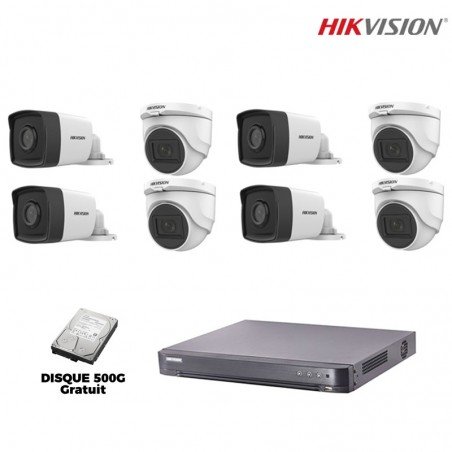 Kit 8 Caméras de surveillance 2Mp Hikvision