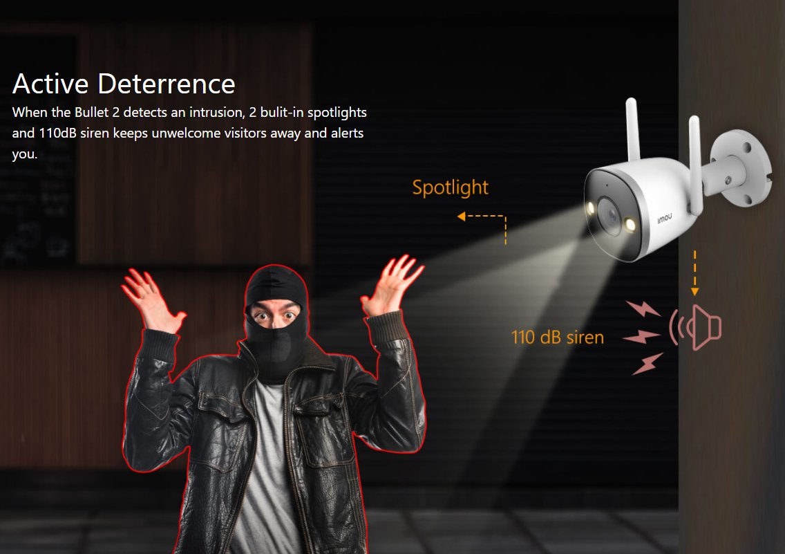 PUCE 2ECAMÉRA WI-FI 2MP AVEC DISSUASION ACTIVE ET DÉTECTION HUMAINE
